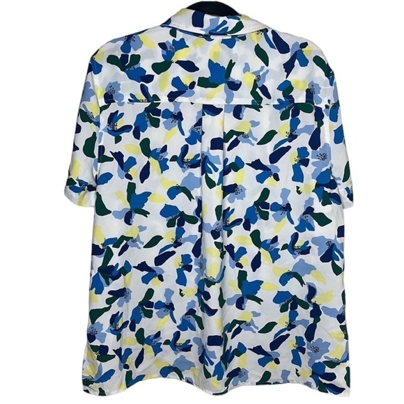 Rachel Zoe Blue Yellow Floral Button Up Oversized Shirt Sz L - Picture 6 of 6